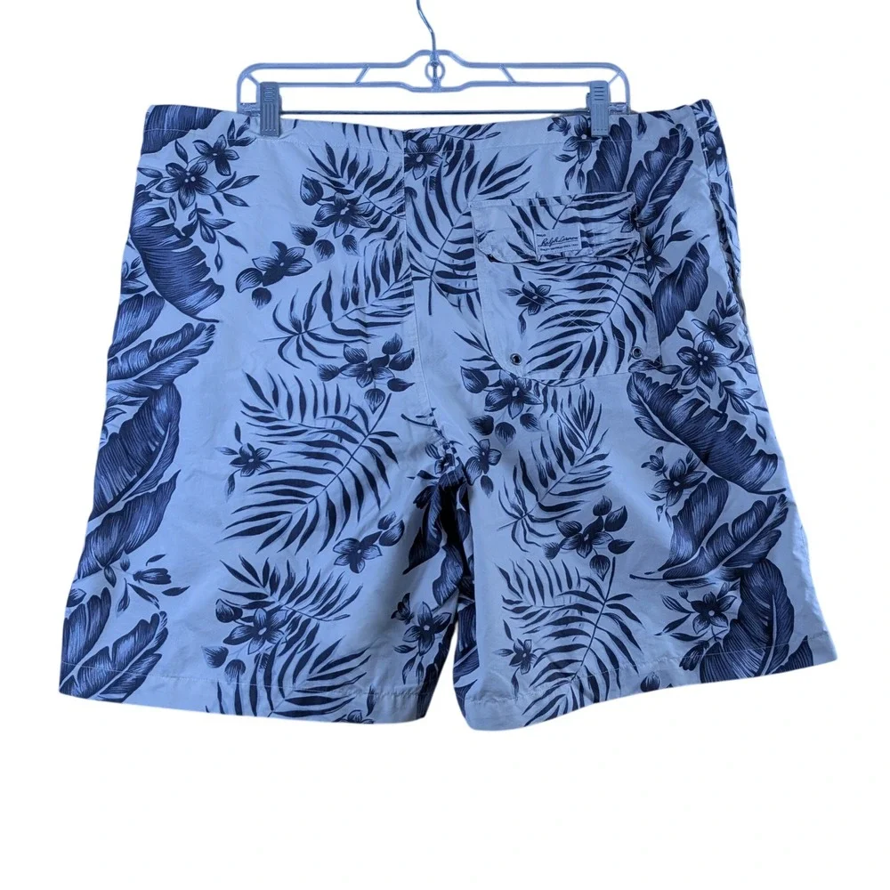Polo Sport Swim Trunks Mens L Blue Floral Tropical Mesh‎ Lined Board Shorts